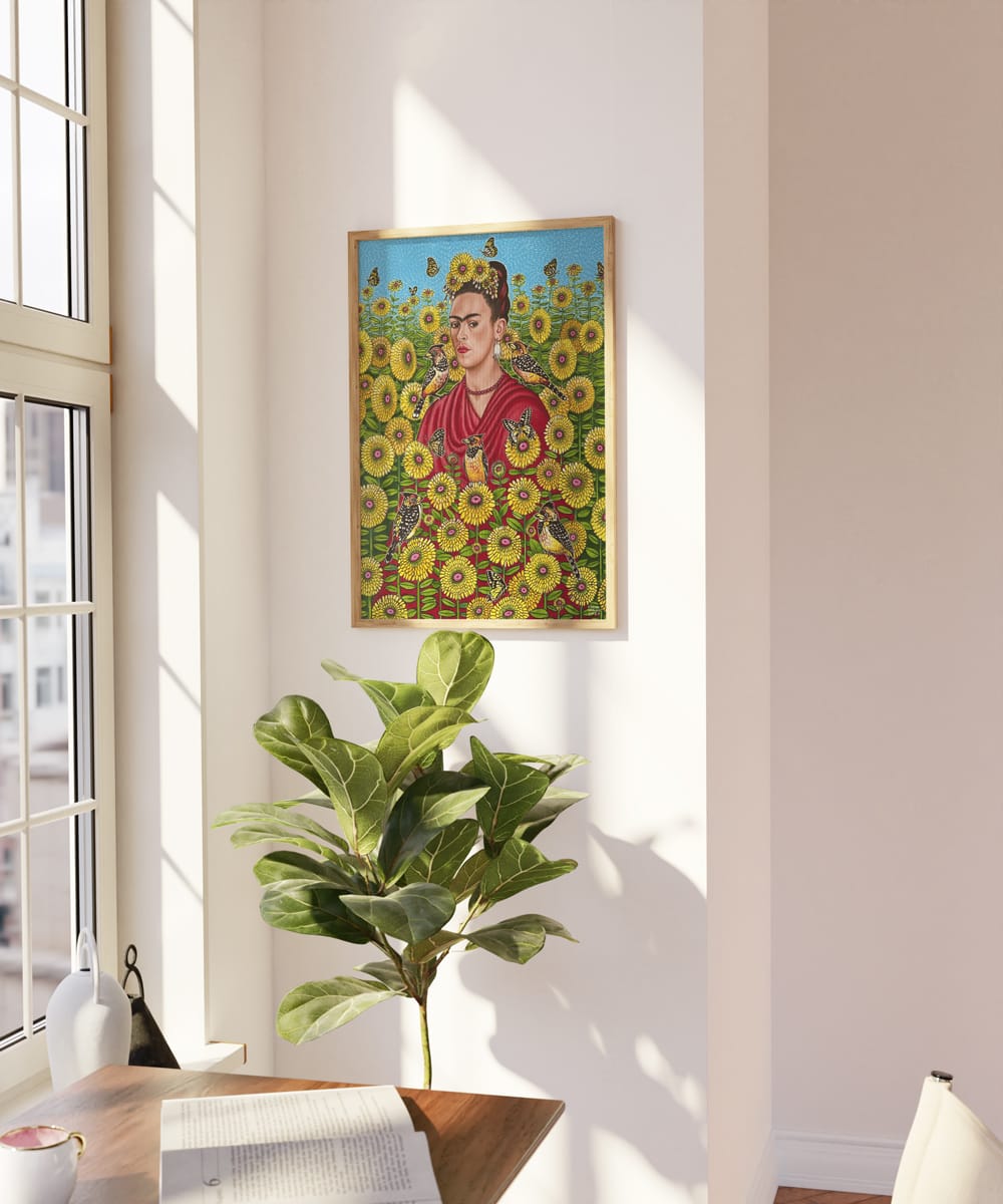 Frida With Crested Barbets And Rudbecia