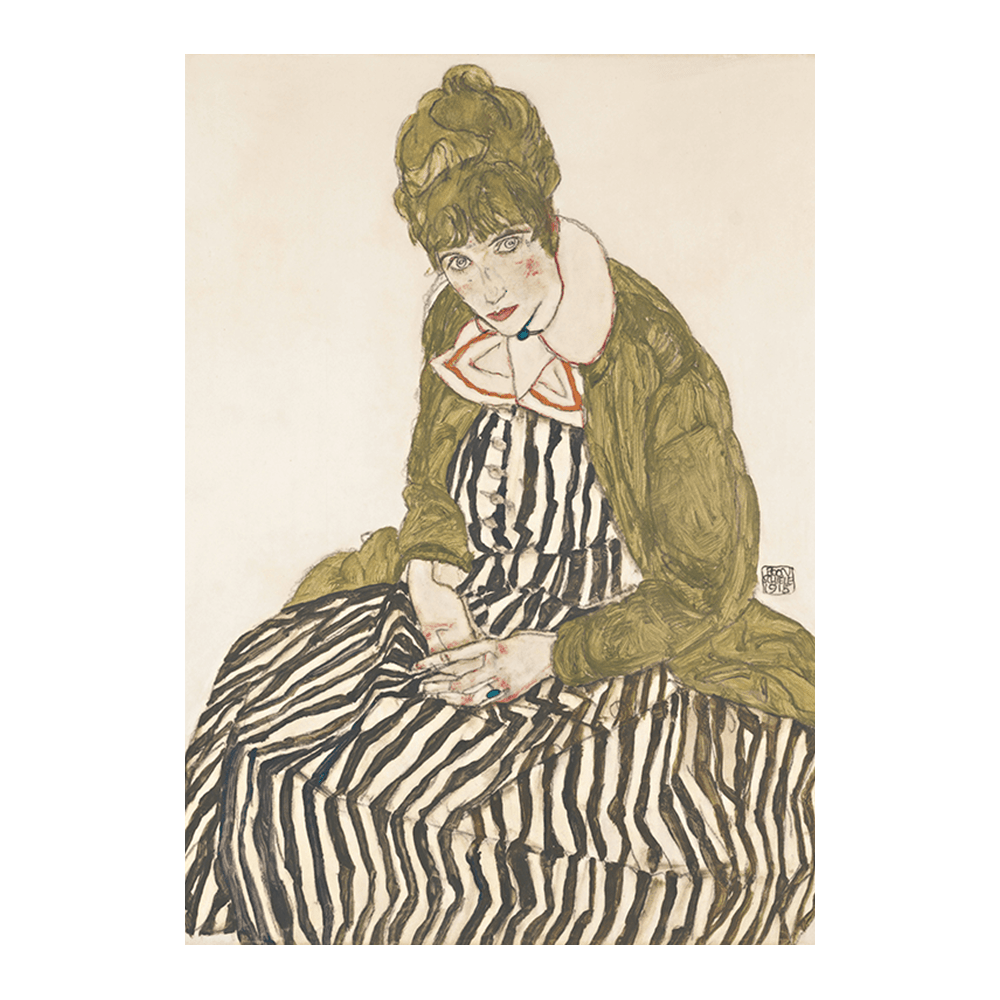 Egon Schiele: "Edith with Striped Dress, Sitting" (1915)