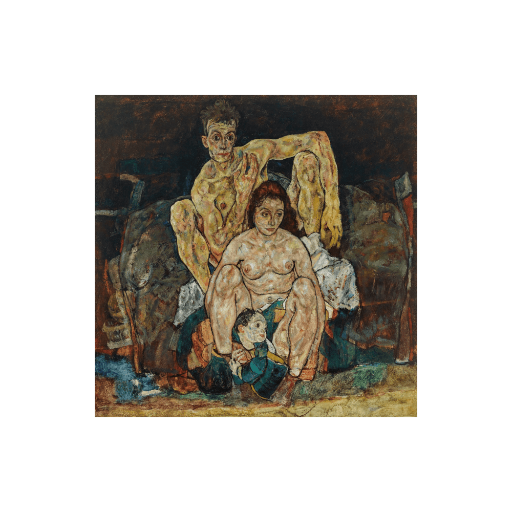 Egon Schiele - Kauerndes Menschenpaar