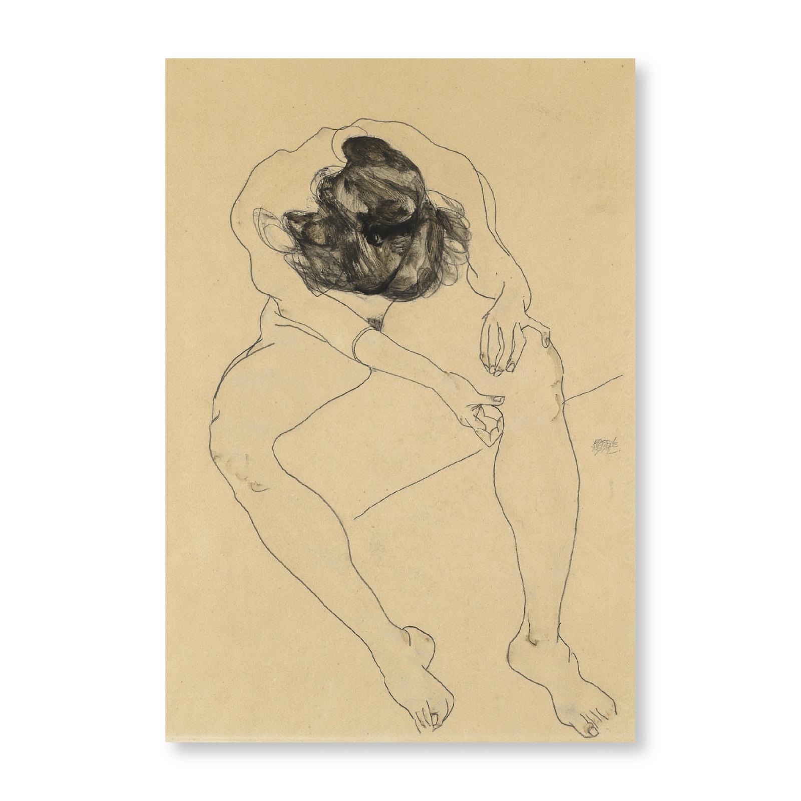 Egon Schiele - Sitzender Weiblicher Akt Von Oben Gesehen (1912) - Jasper & Jute