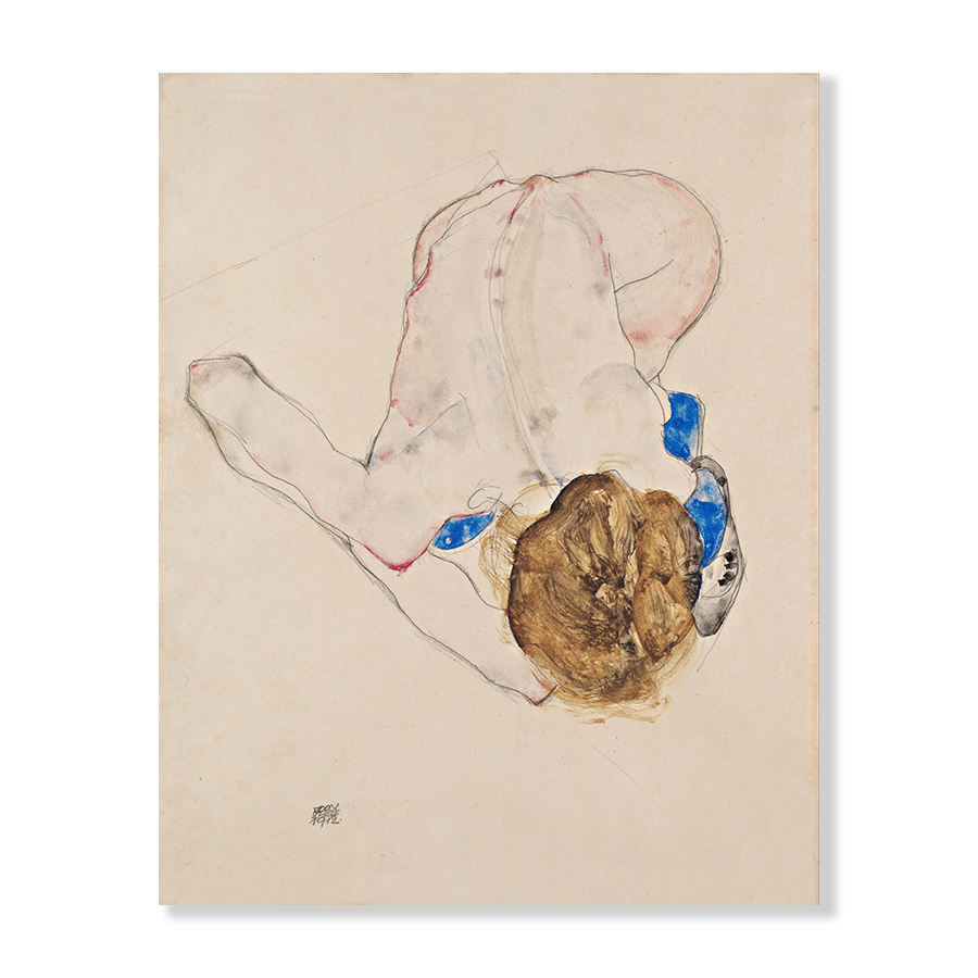 Egon Schiele: "Nude with Blue Stockings, Bending Forward" (1912) - Jasper & Jute