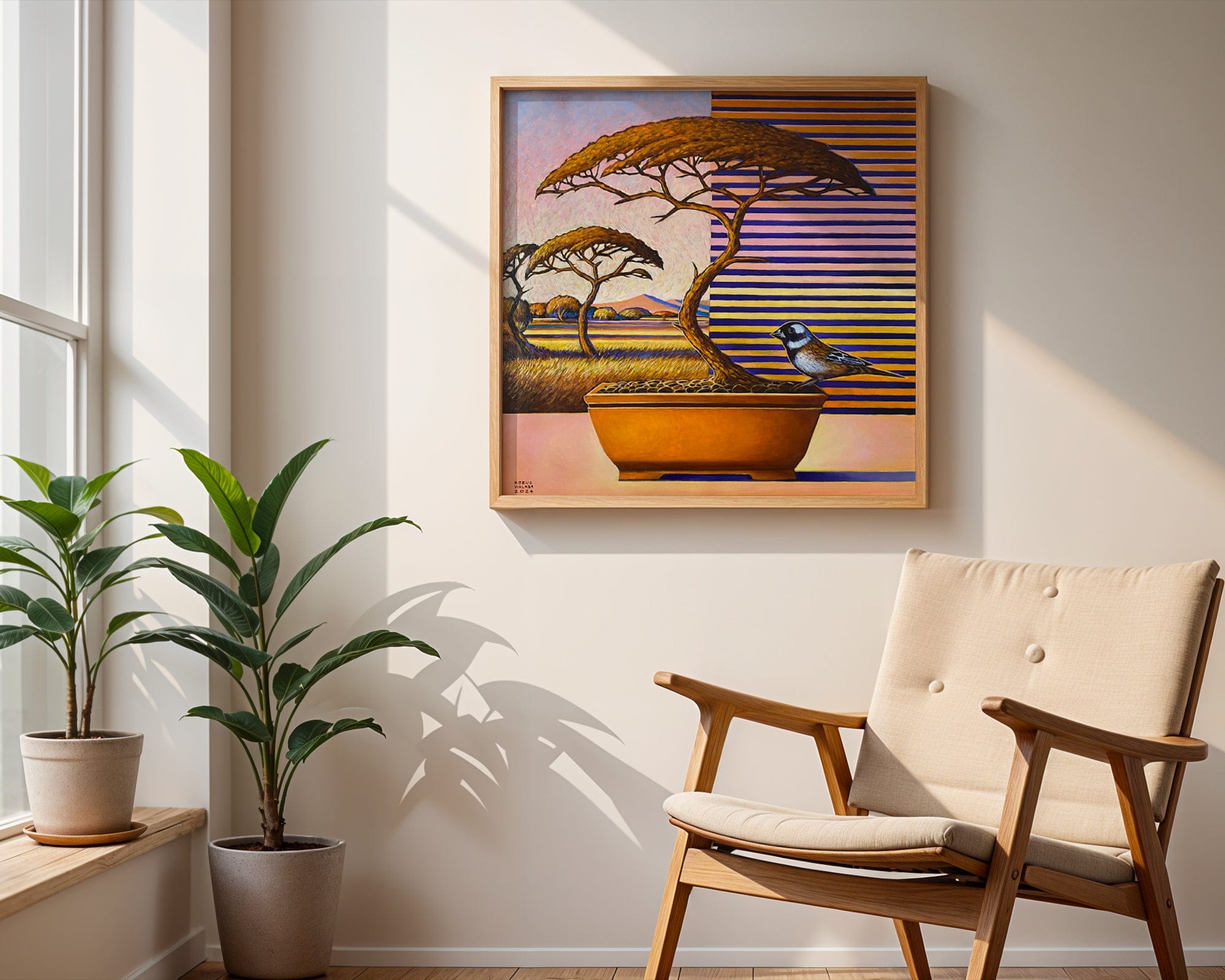 Acacia Bonsai With Sparrow