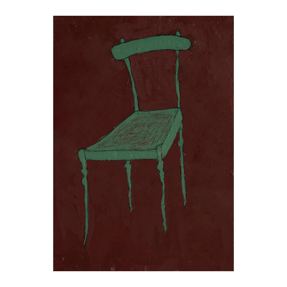 Green Chair On Dark Red