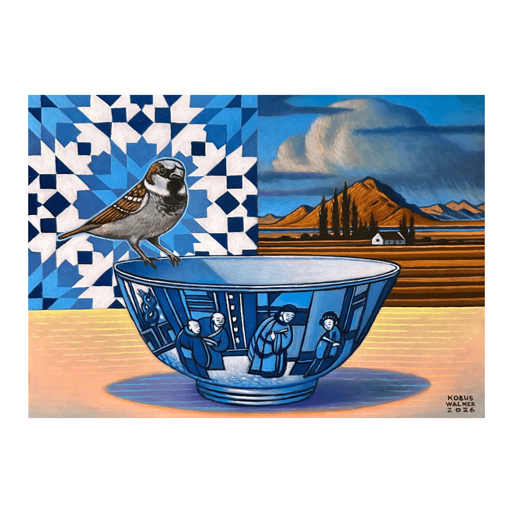 House Sparrow With Chinese Bowl