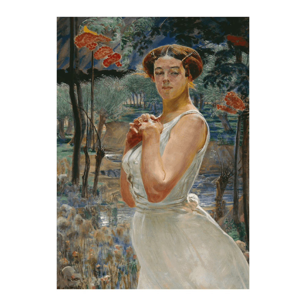 Jacek Malczewski - Portrait Of A Woman Against A Rowanberry Grove (1917)