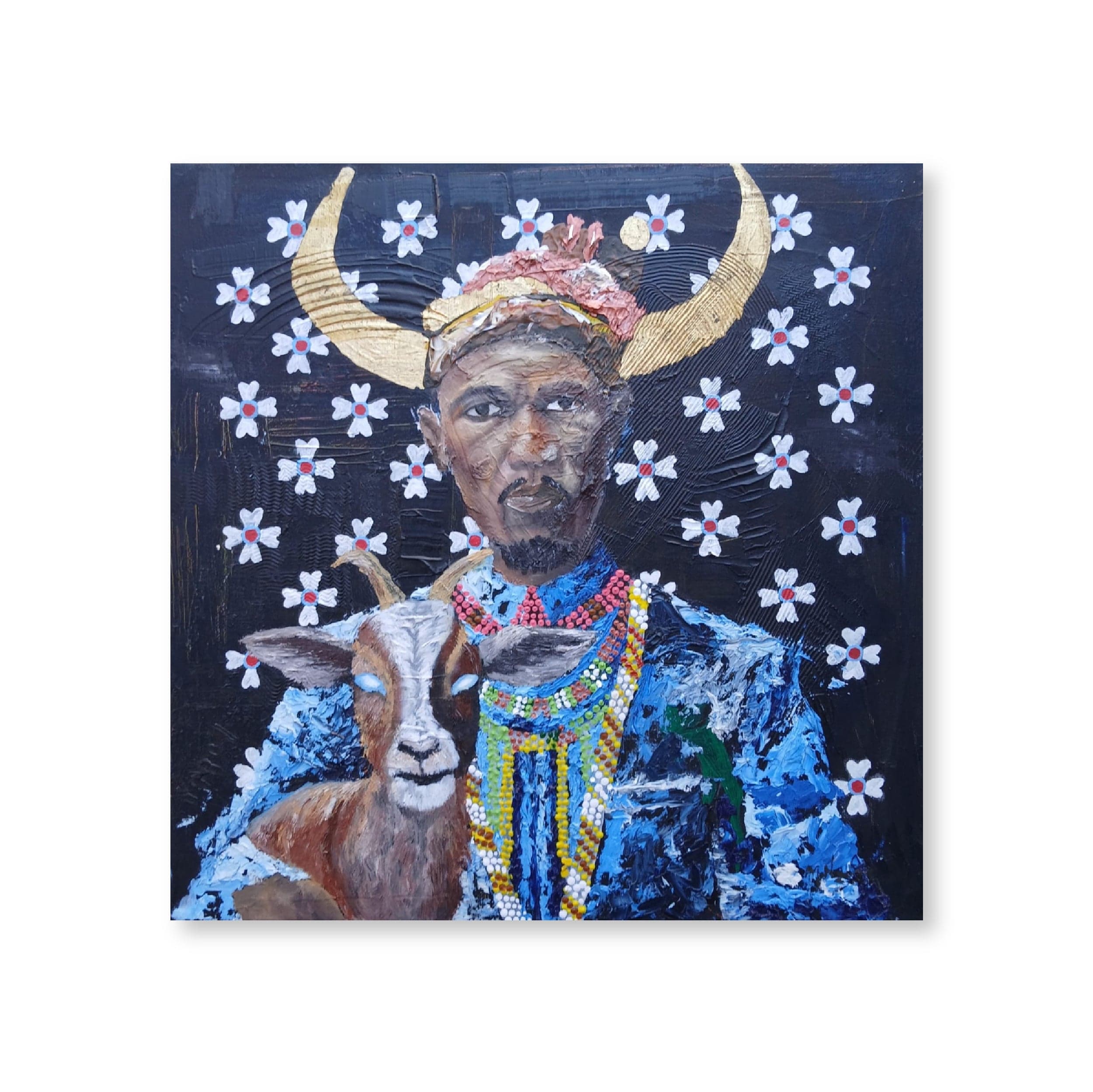 Gold Horns, Beaded Silence | Original