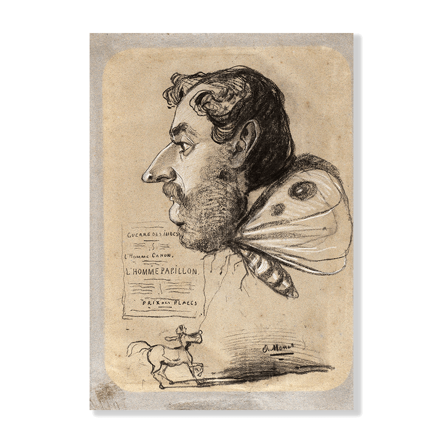 Monet: "Caricature of Jules Didier ('Butterfly-Man')" (c.-1858) - Jasper & Jute