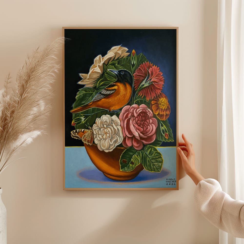 Oriole With Flowers