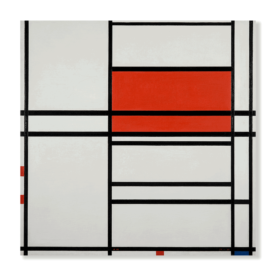 Piet Mondrian: "Composition of Red and White, No. 1, Composition No. 4 with Red and Blue" (1938–1942) - Jasper & Jute