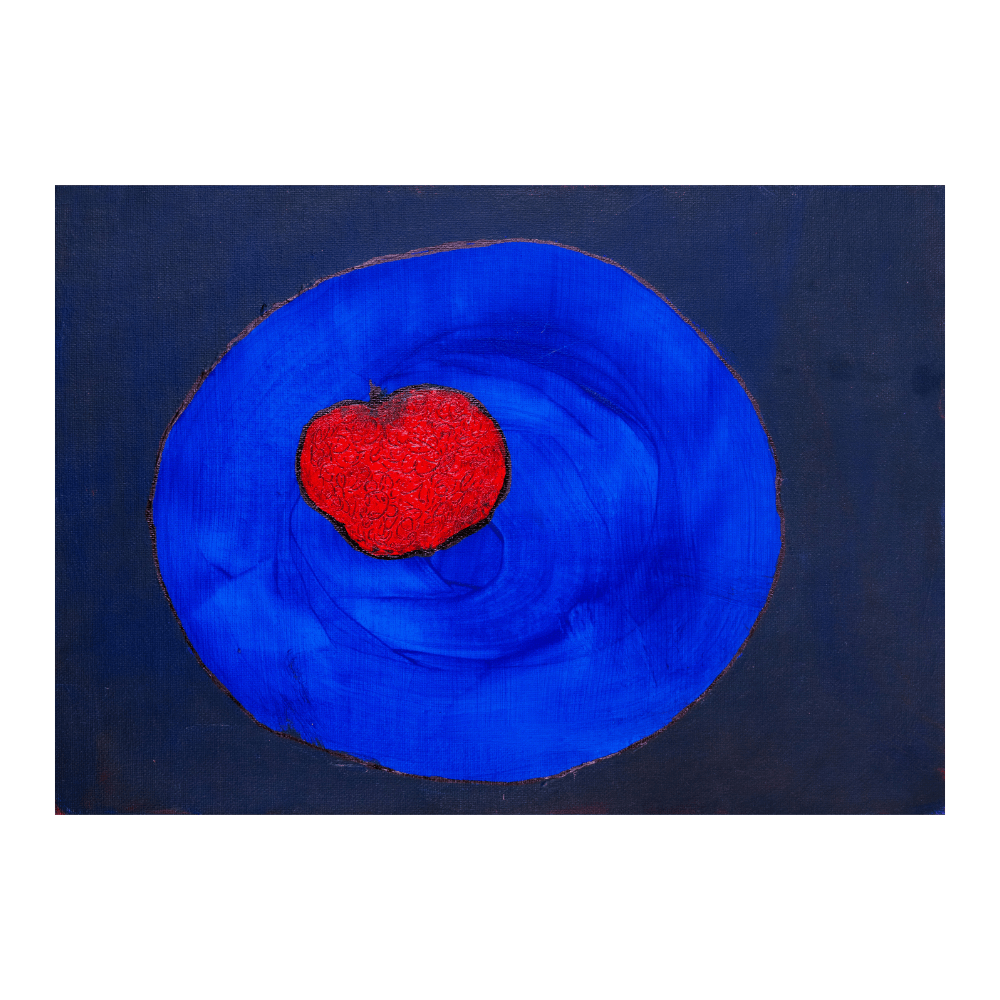 Single Apple On Plate