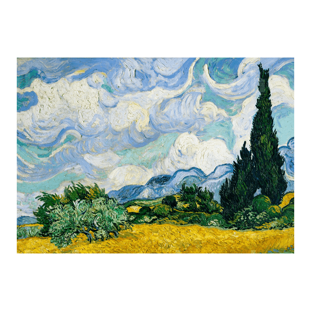 Van Gogh 1889: "Wheat Field with Cypresses" (100% off)