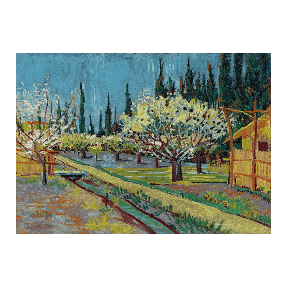 Van Gogh: "Orchard Bordered by Cypresses (1888)"