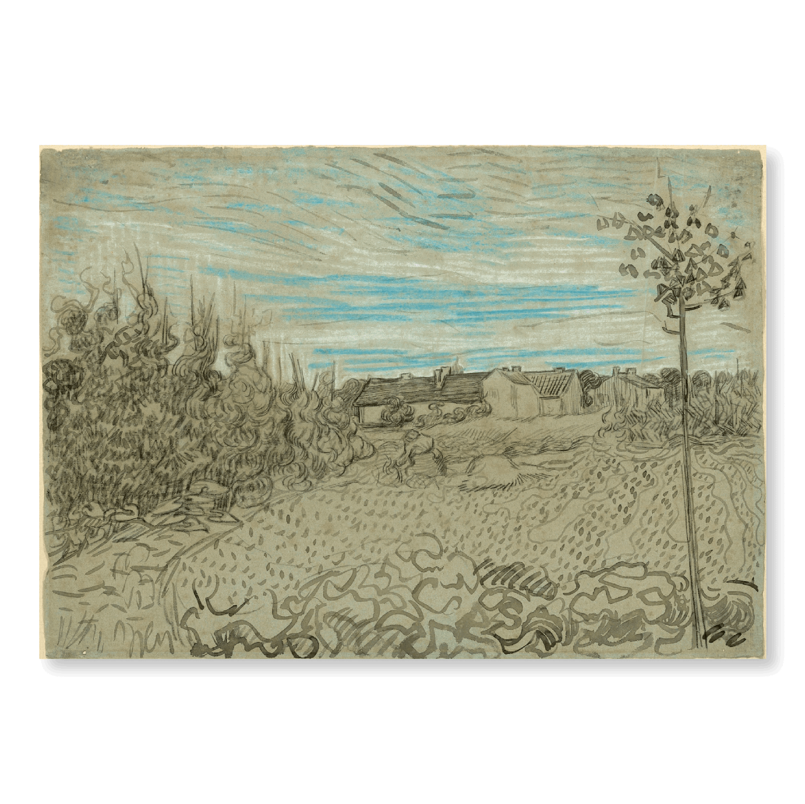 Van Gogh: "Cottages with a Women Working in the Middle Ground (1890)" - Jasper & Jute