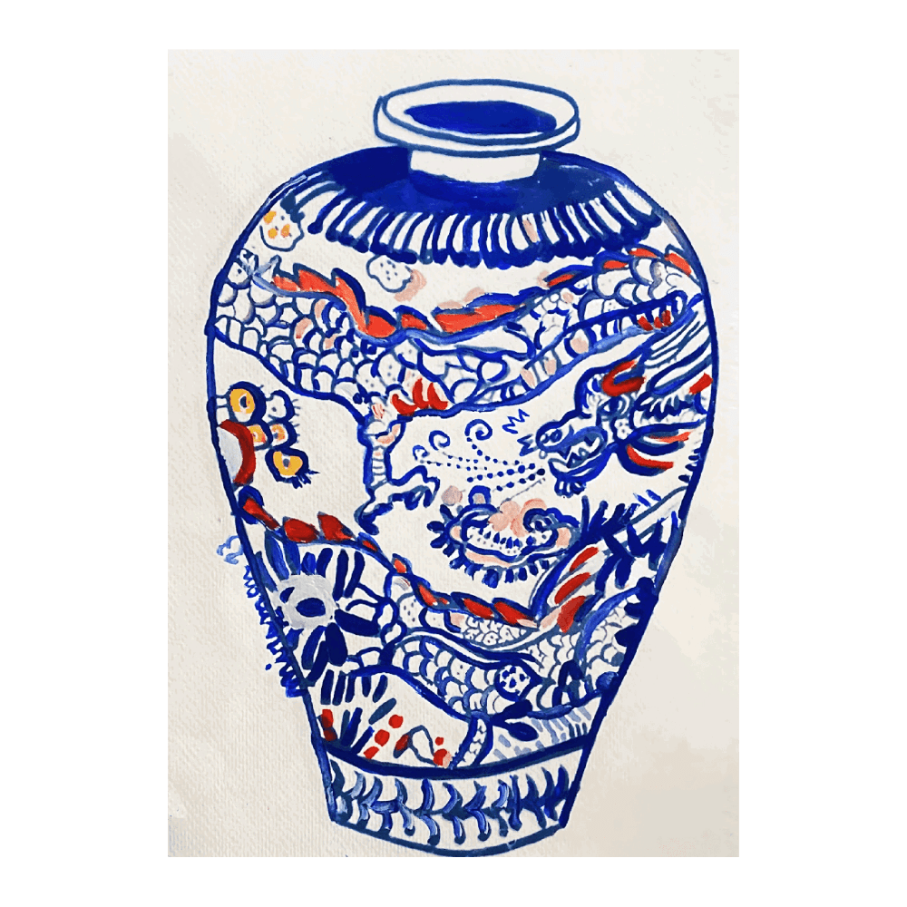 Vase Dragon White