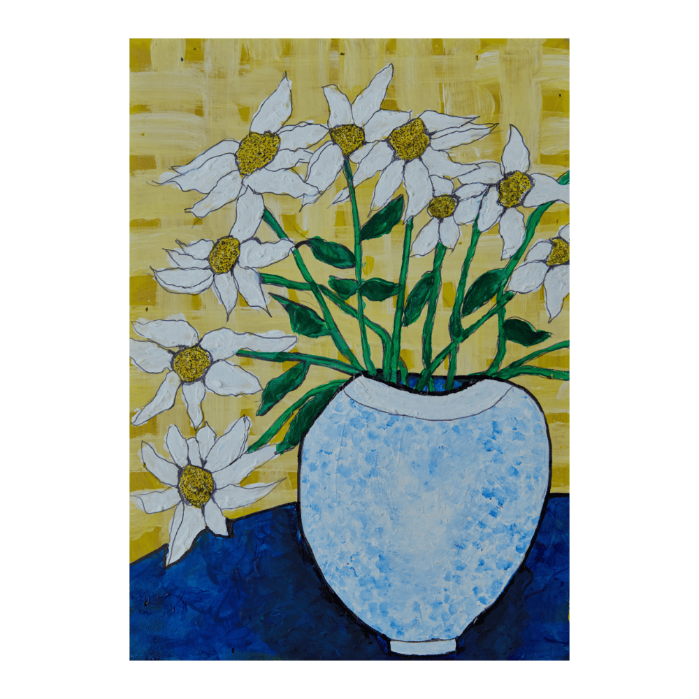 White Flowers On Yellow