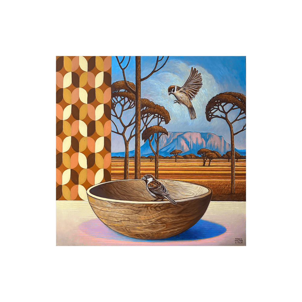 Wooden Bowl With Sparrows