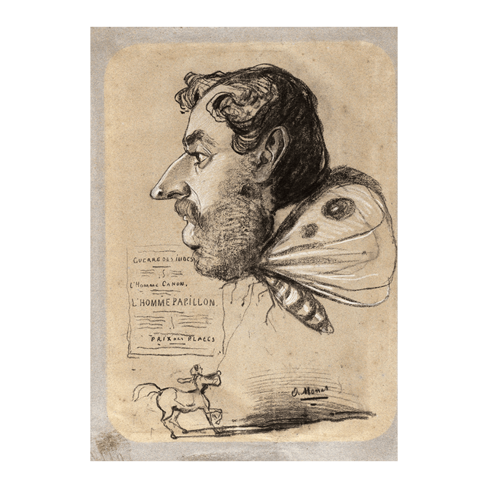 Monet: "Caricature of Jules Didier ('Butterfly-Man')" (c.-1858)