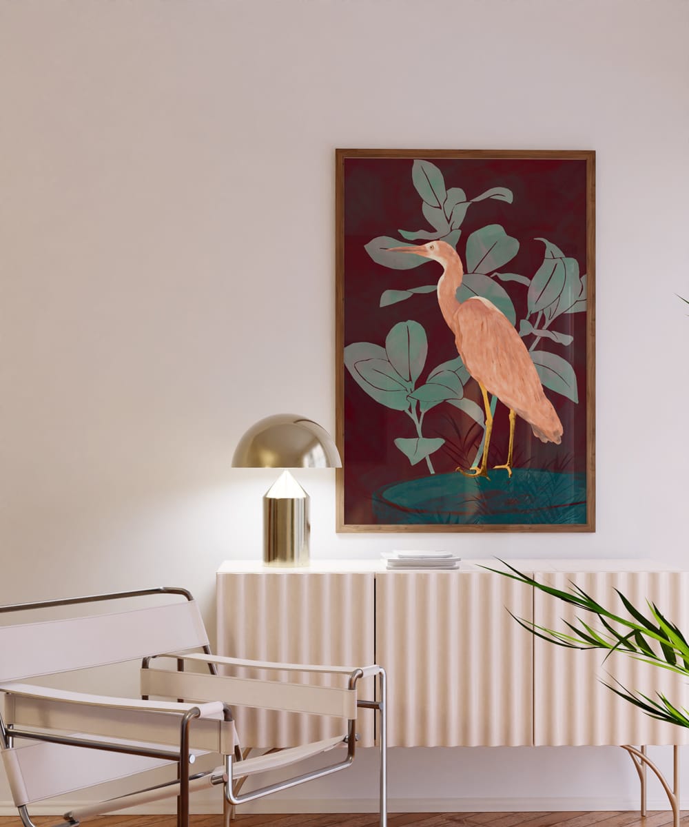 Heron Crimson & Teal
