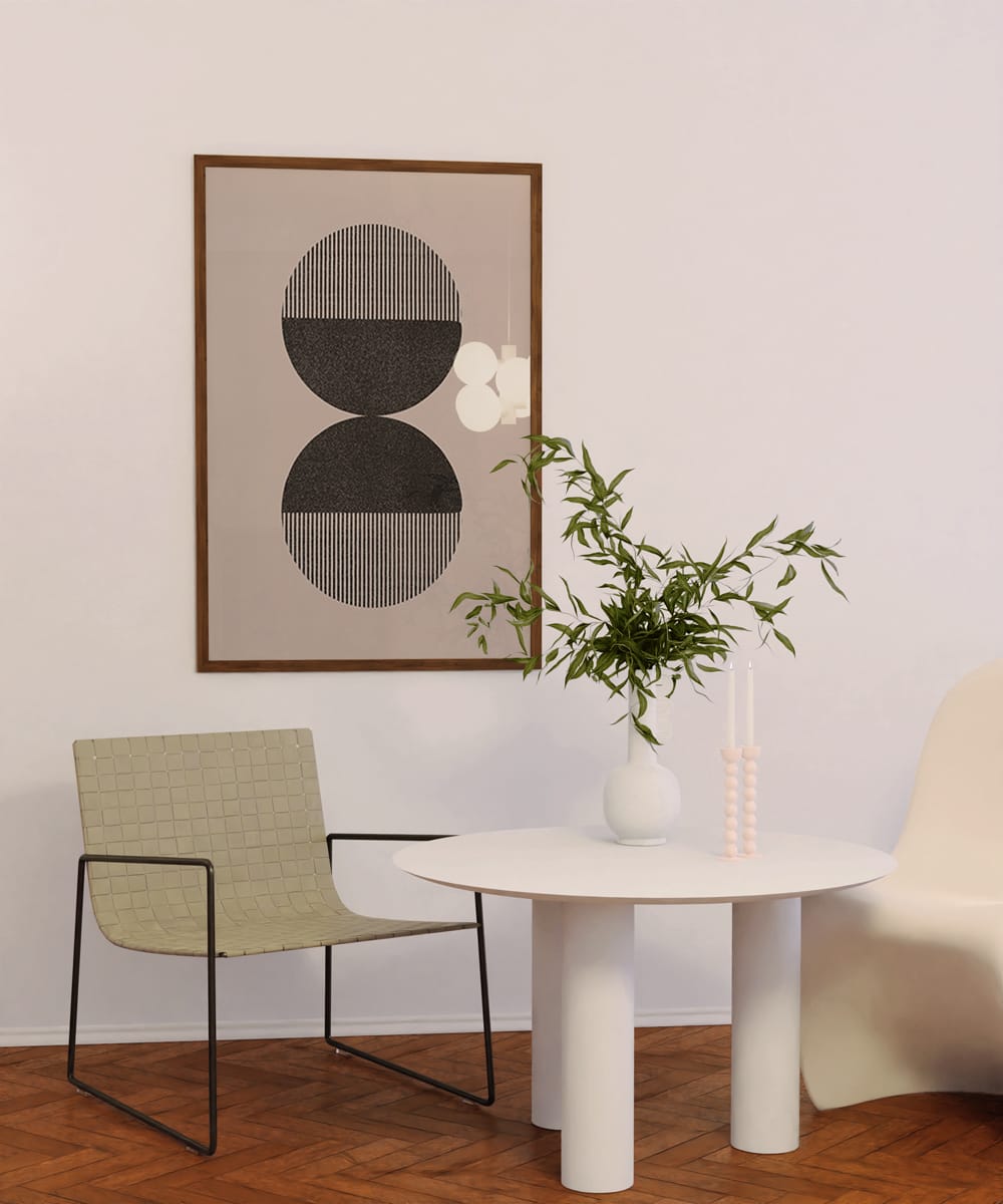 Mid Century Black Circle Mirror Art