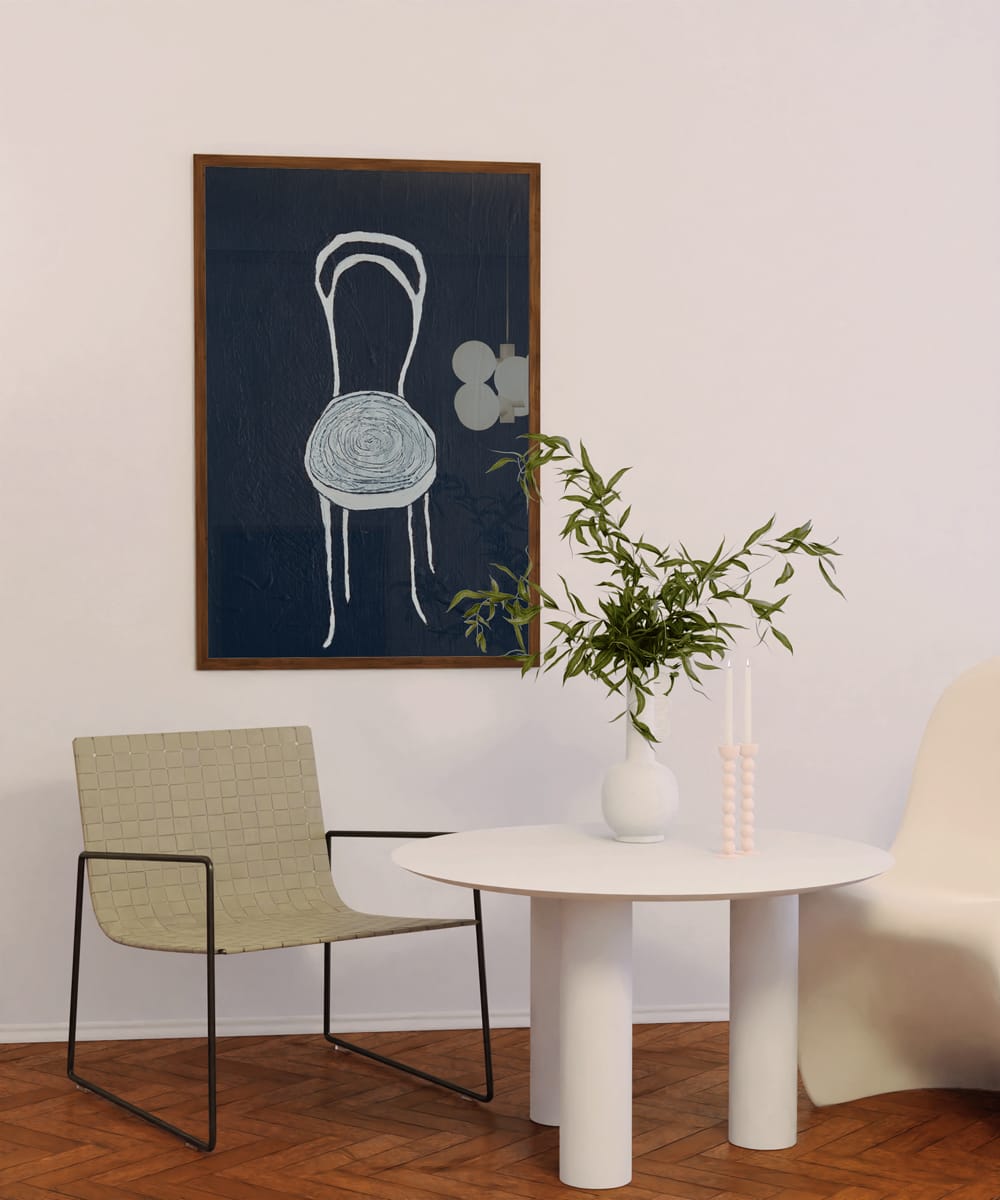 White Chair On Navy