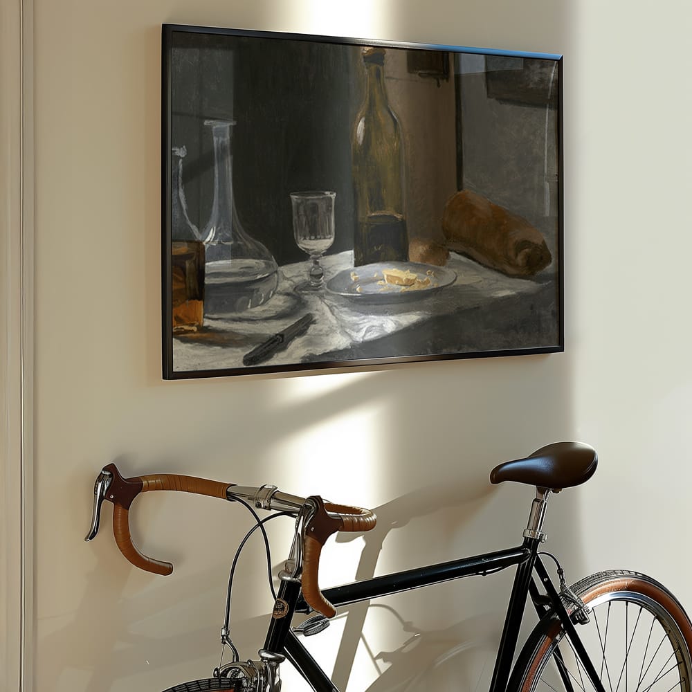 Monet: "Still Life with Bottle, Carafe Bread and Wine" (c.1862)