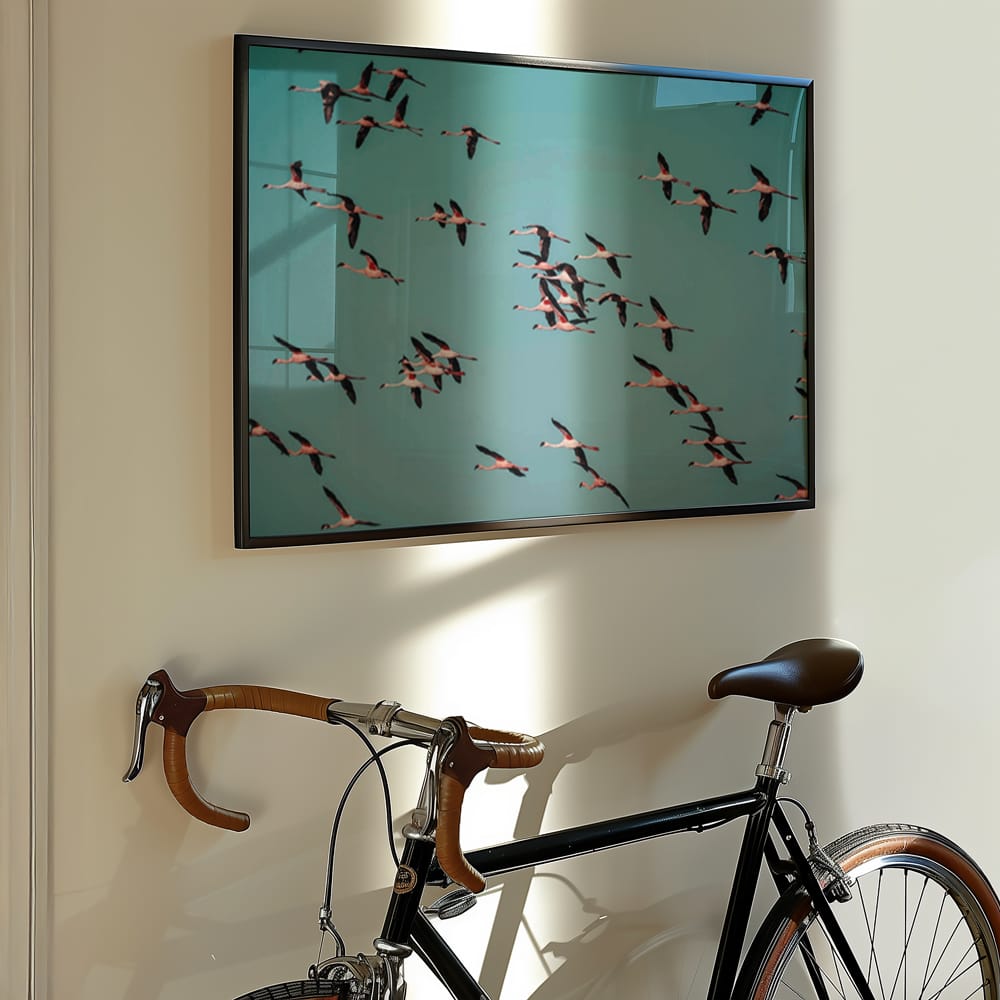 Flamingos in Flight