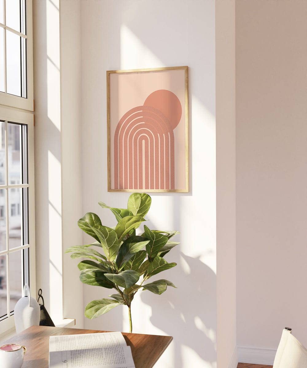 Mid Century Terracotta Half Moon & Sun