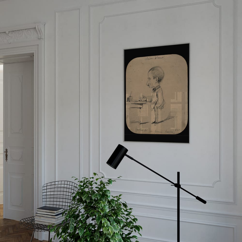 Monet: "Caricature of a Man Standing by Desk" (1855)