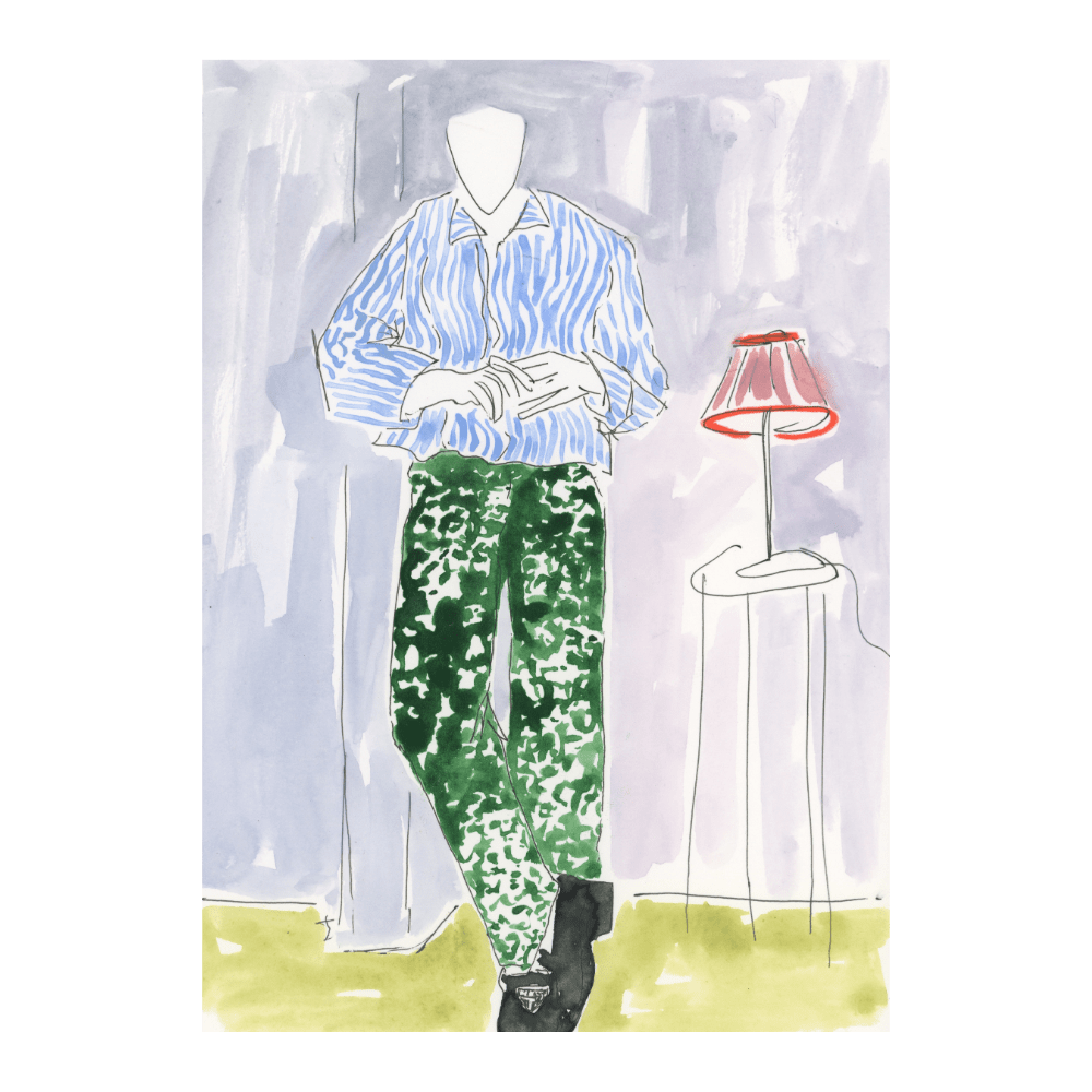 Green Pants, Blue Shirt