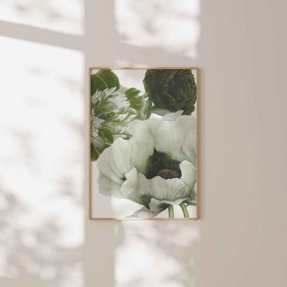 Poppy & Peony Olive Linen White III