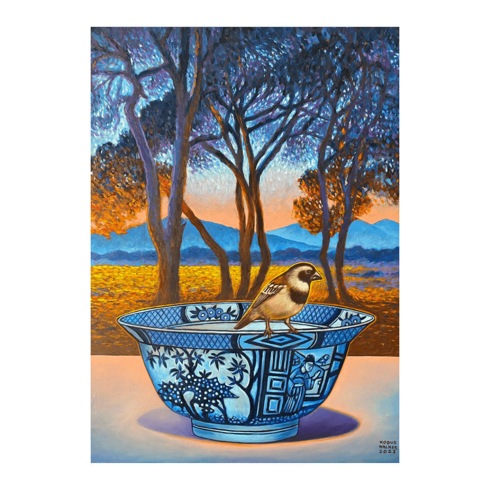 Cape Sparrow With Trees