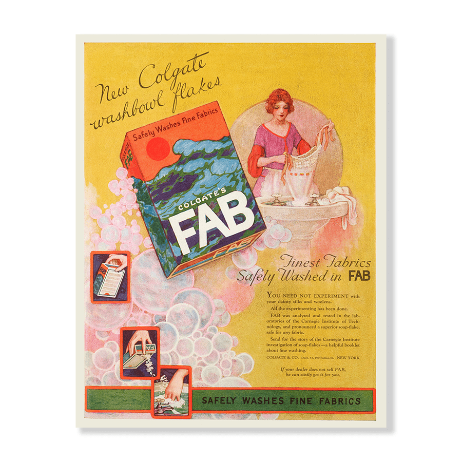 Colgate’s Fab, New Colgate washbowl flakes (1922) - Jasper & Jute
