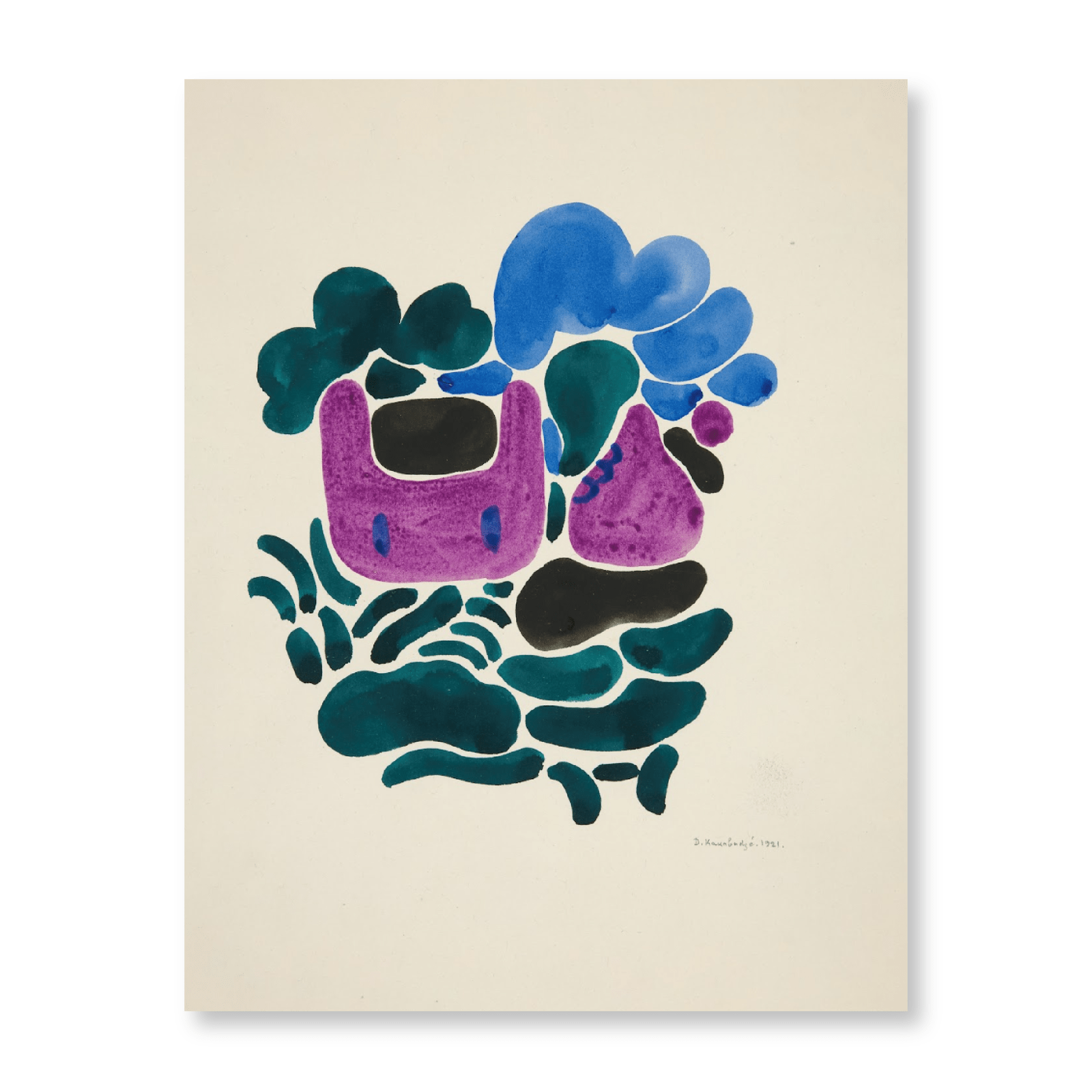 David Kakabadzé - Abstraction Based On Flower Forms III (1921) - Jasper & Jute