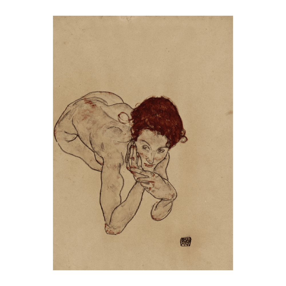 Egon Schiele - Crouching Female Nude(1917)
