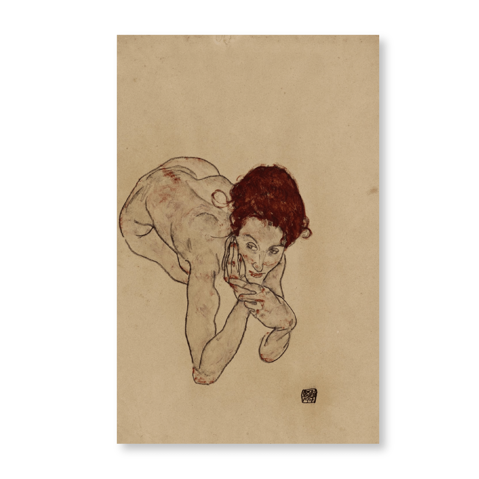 Egon Schiele - Crouching Female Nude(1917) - Jasper & Jute