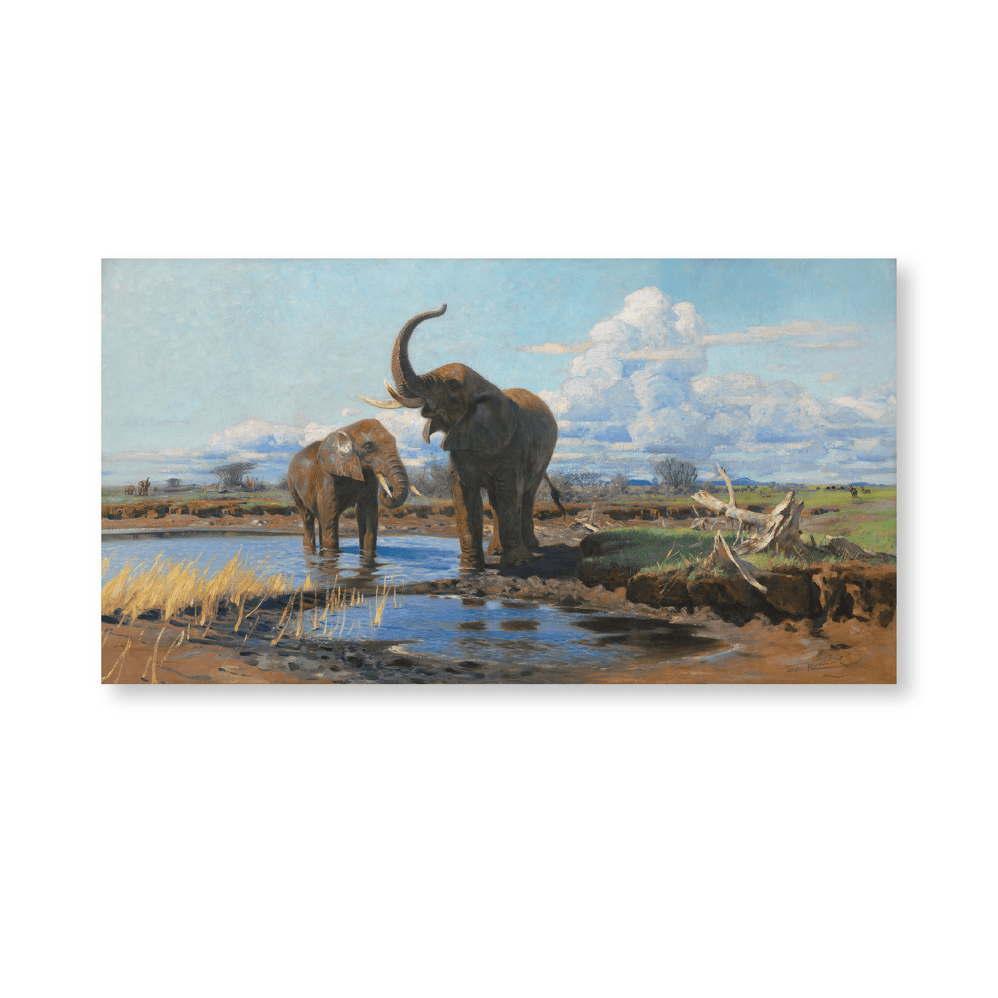 Elephants At A Waterhole - Jasper & Jute