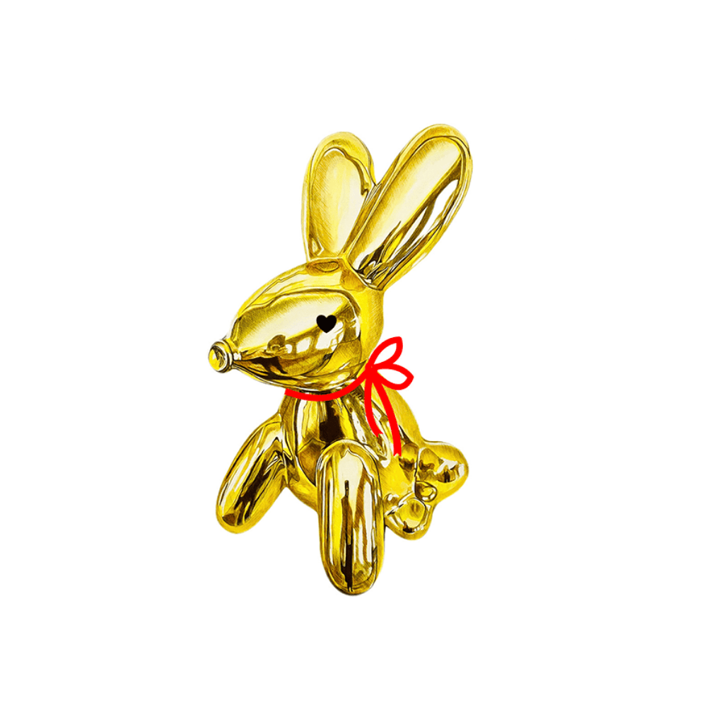GOLD BUNNY WITH A RIBBON