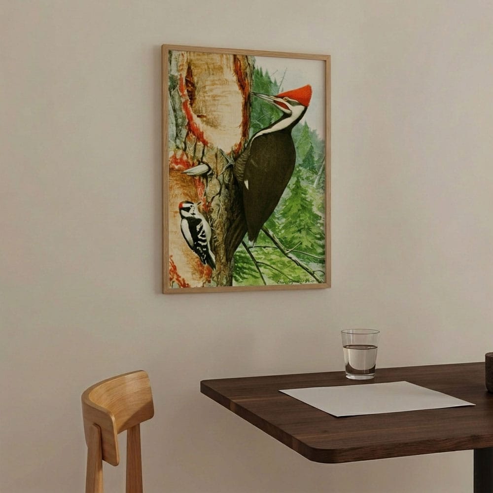 Pileated Woodpecker,Downy Woodpecker