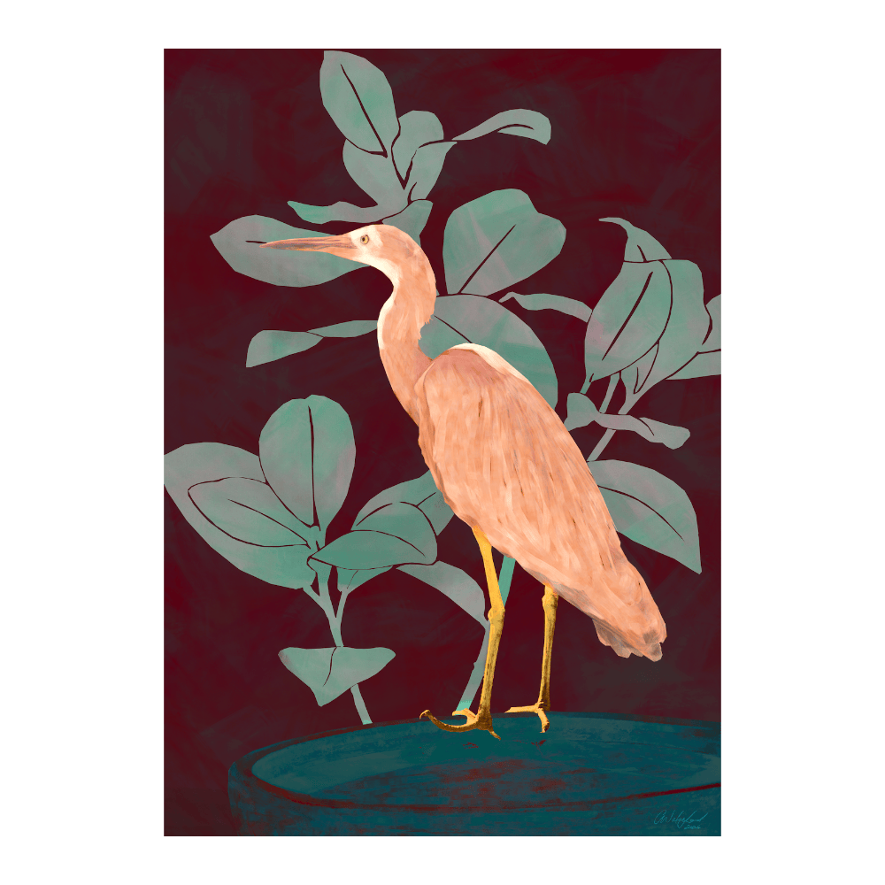 Heron Crimson & Teal