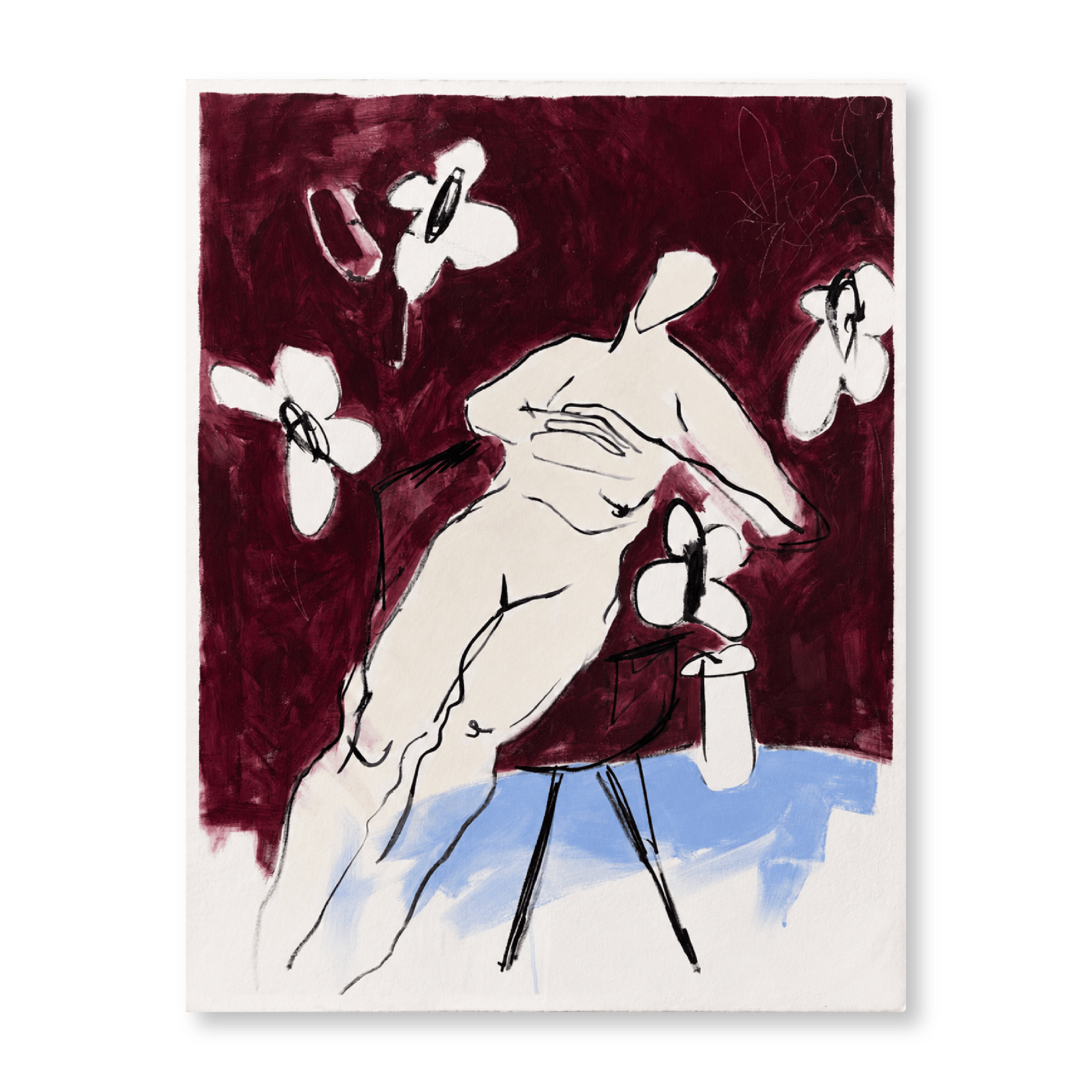 Maroon and Blue Nude | Original