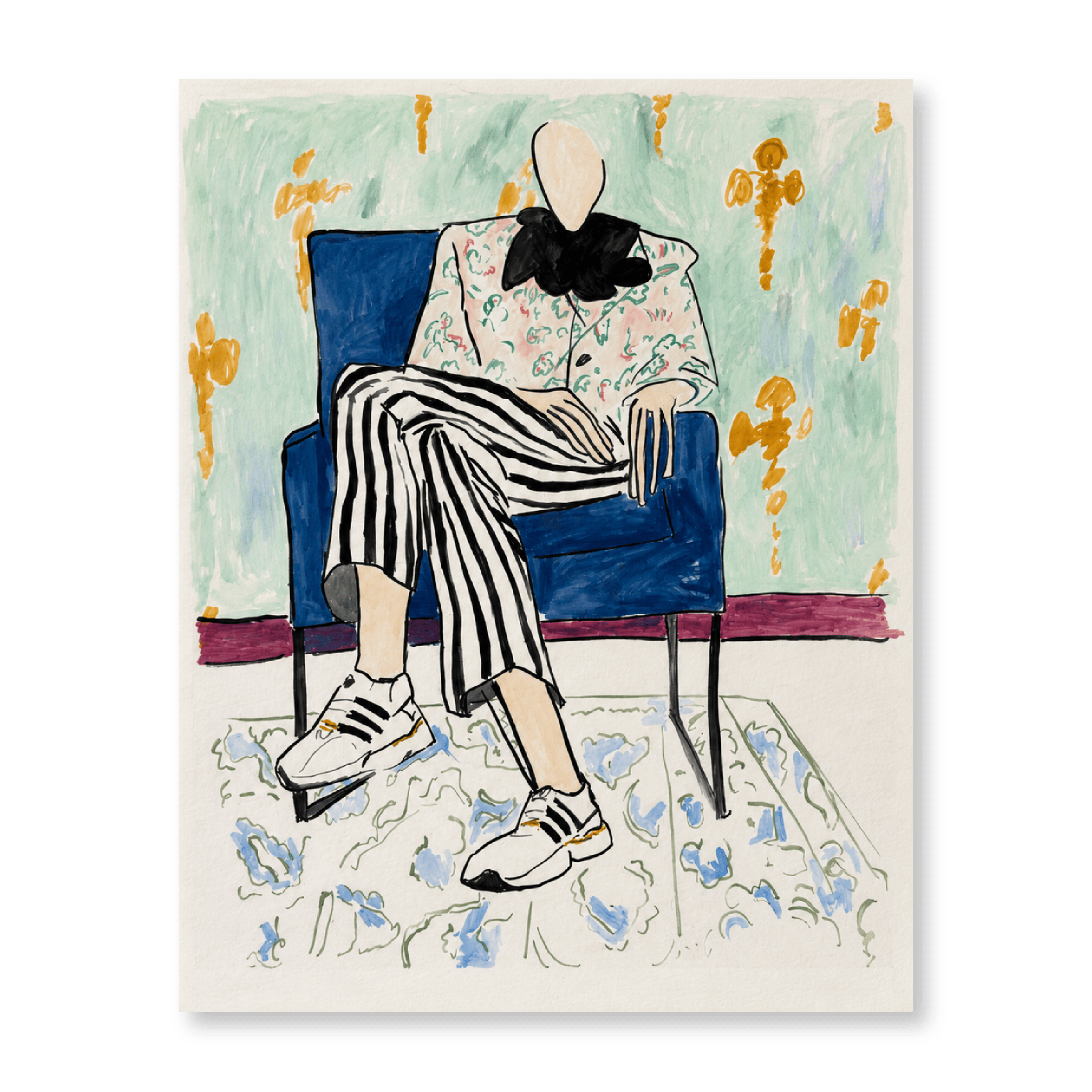 Blue Chair, Stripy Pants | Original