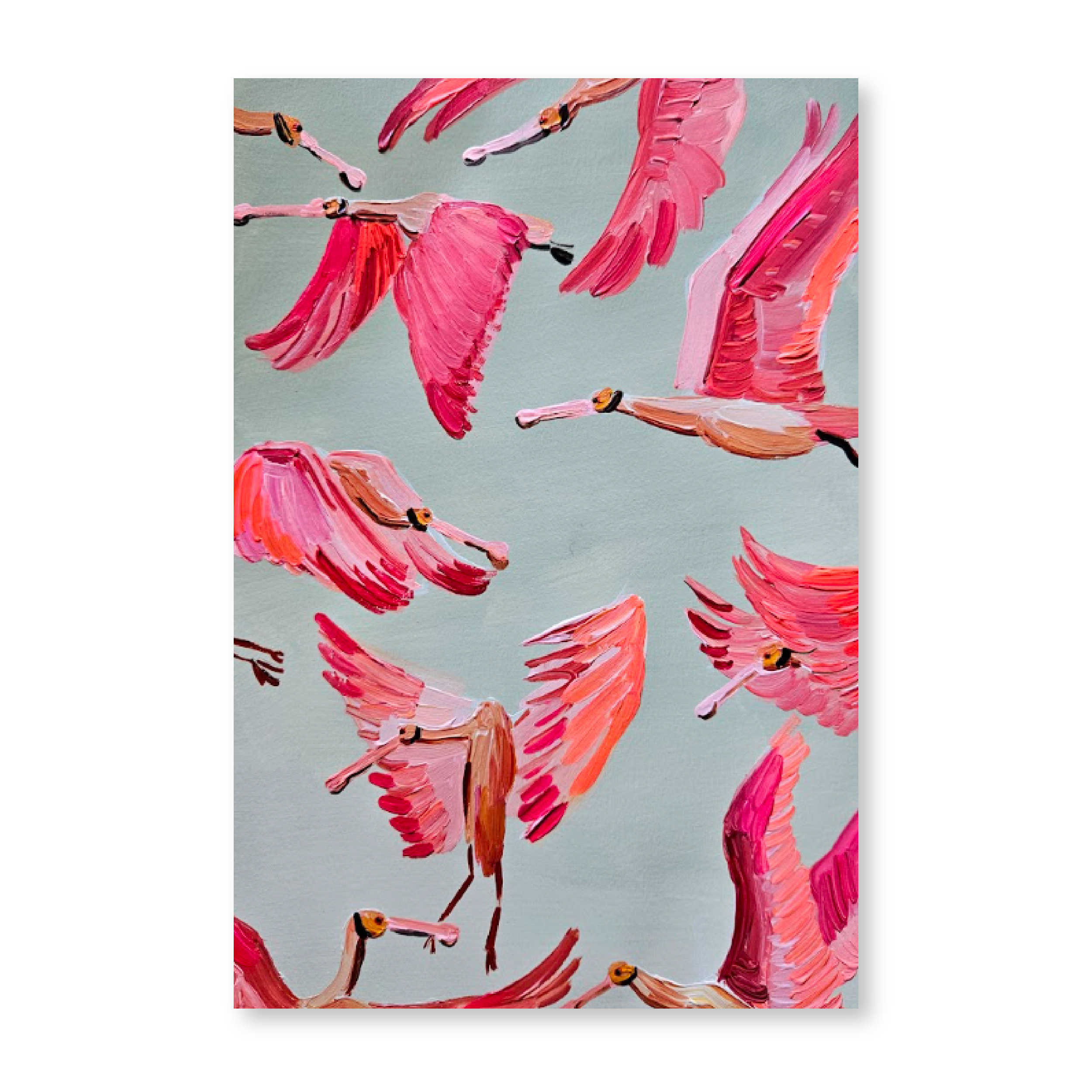Roseate Spoonbills In Flight | Original
