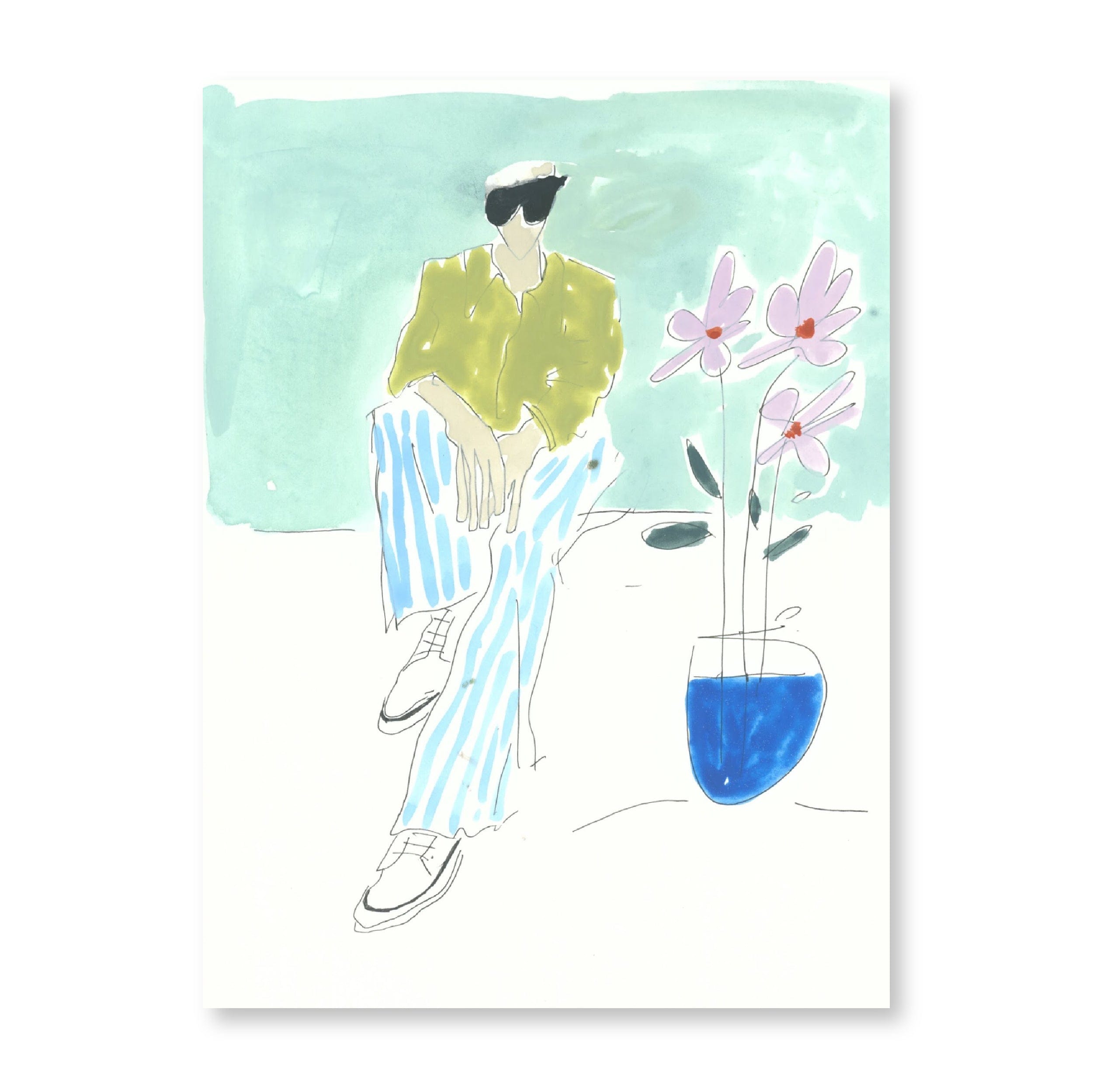 Seated in Blue Stripes | Original