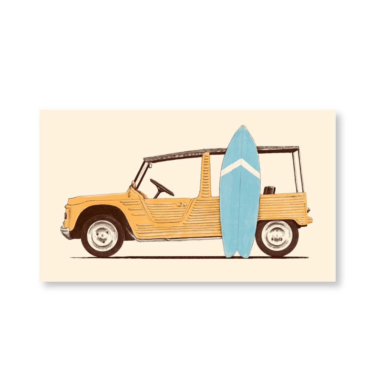 Vintage Car With Surfboard