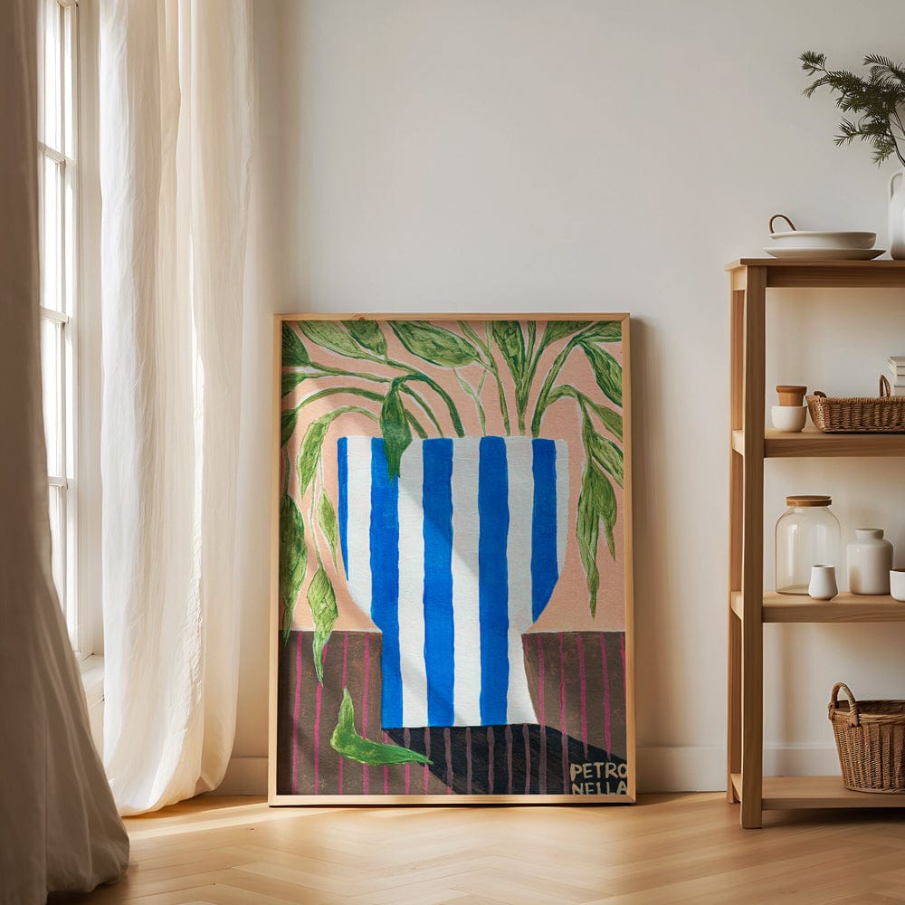 Greenery In White & Blue Vase