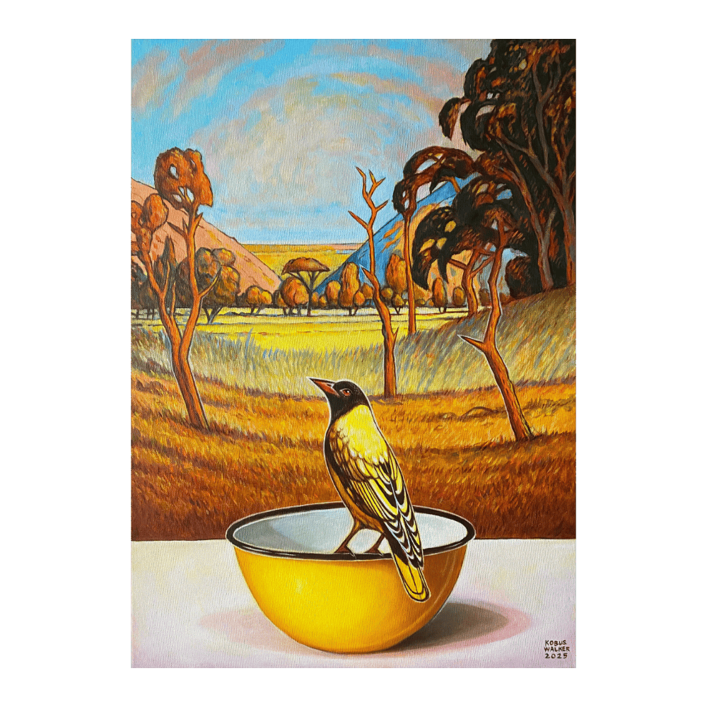 Oriole With Yellow Enamel Bowl