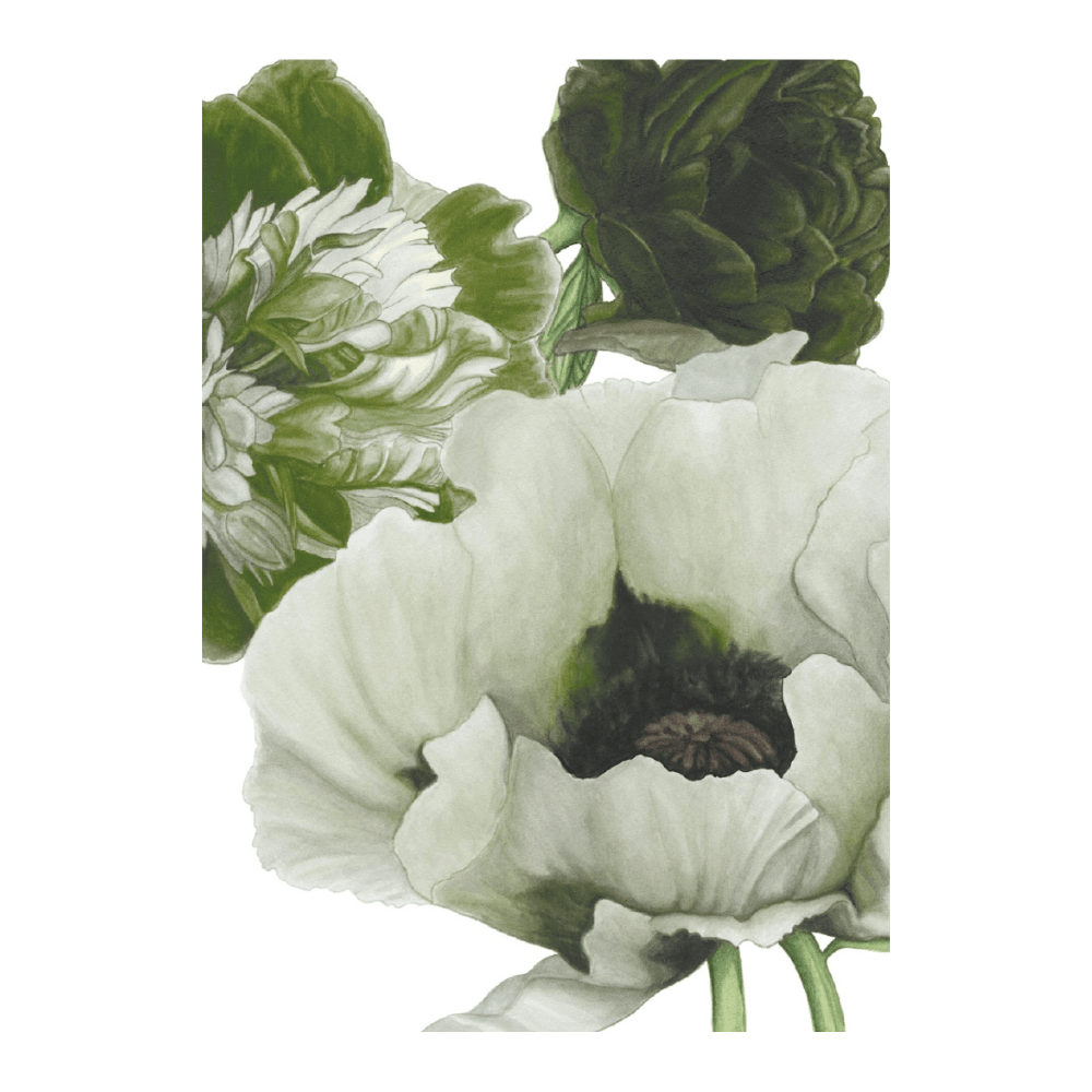 Poppy & Peony Olive Linen White III