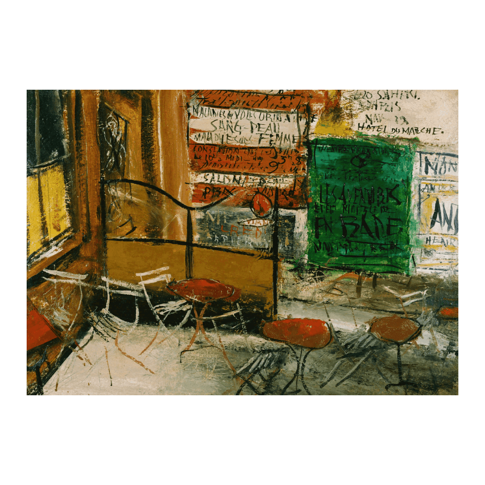 Saeki Yūzō - Café Terrace With Posters (1927)