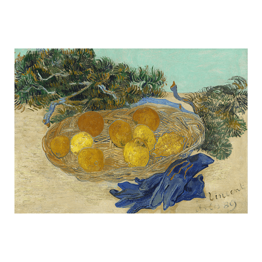 Van Gogh: "Still Life of Oranges and Lemons with Blue Gloves" (1889)