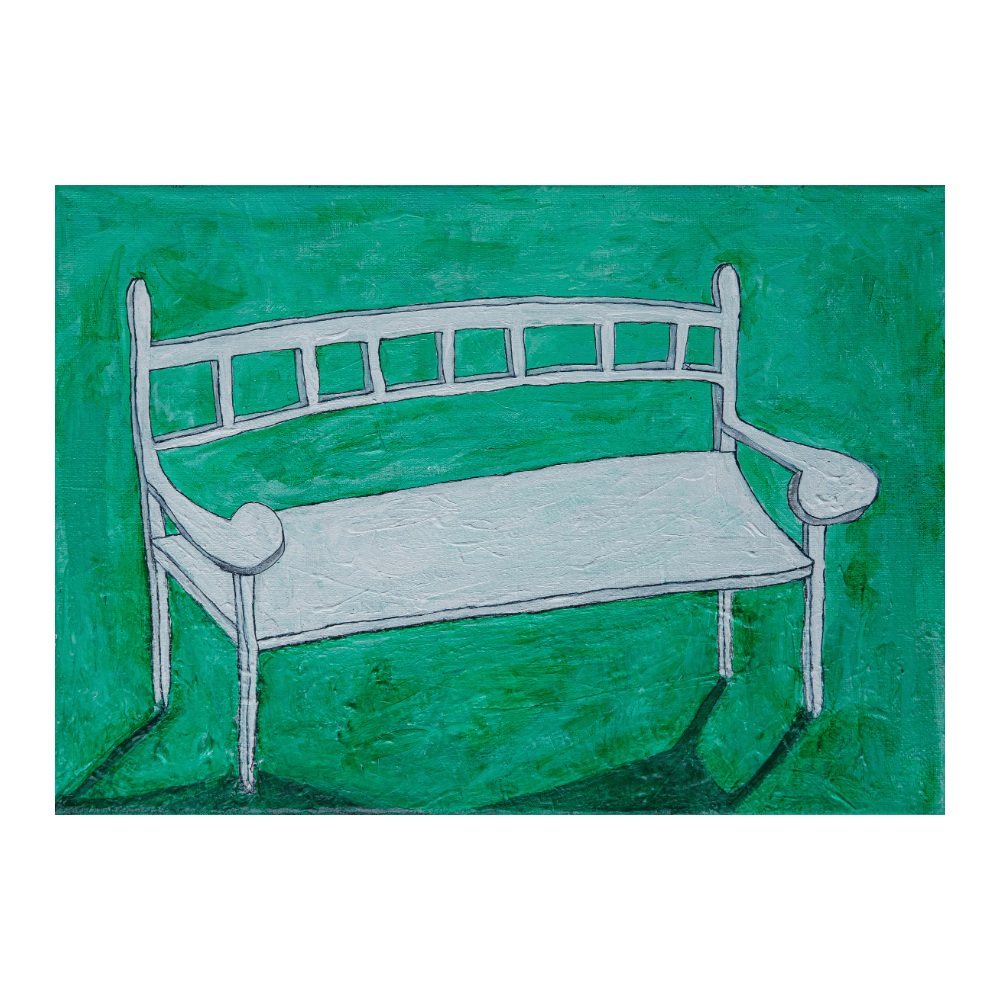 White Bench With Shadow